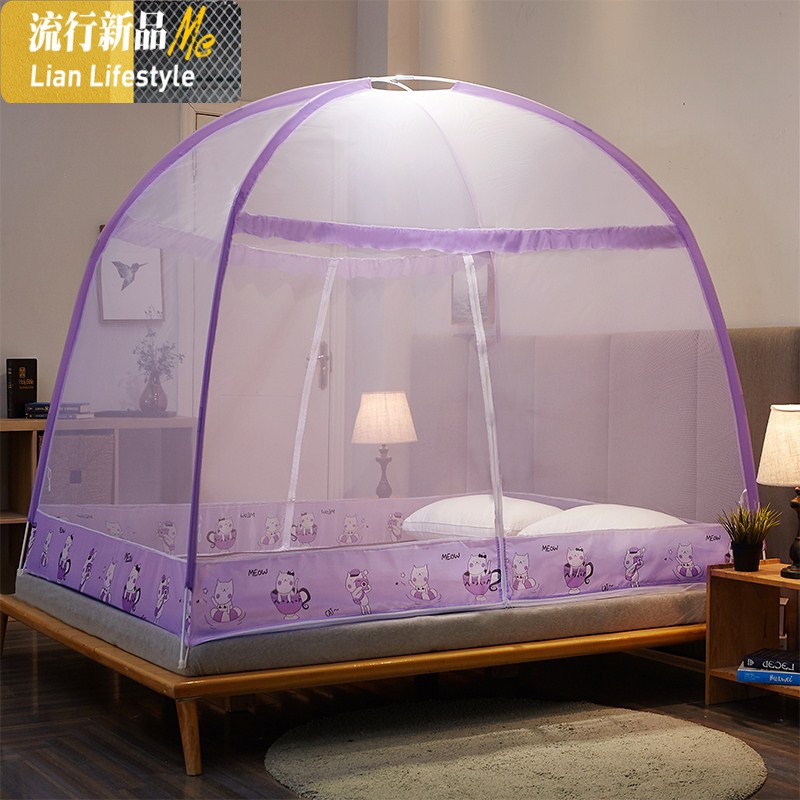 l 购新款蚊帐免安装文账家用蛟账蒙古包蚊帐双人纹怅15m/18米 三维工匠