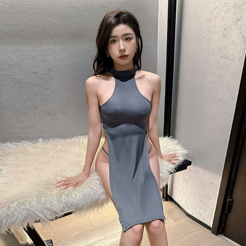 九里晴川高开衩性感睡衣裙内衣性感修身透视女用夏季成人用品 Q0033 均码_50高清大图