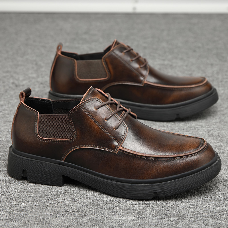真皮男鞋春季新款复古休闲鞋时尚大头皮鞋男