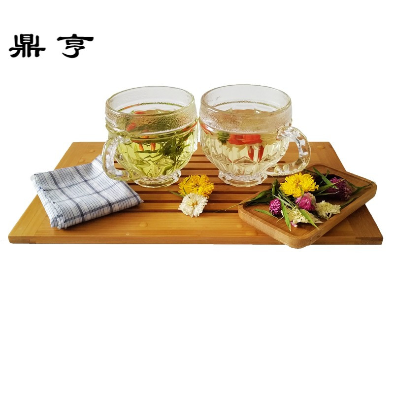 鼎亨家用玻璃水杯套装泡茶耐热欧式果汁杯加厚花茶杯无铅牛奶杯喝
