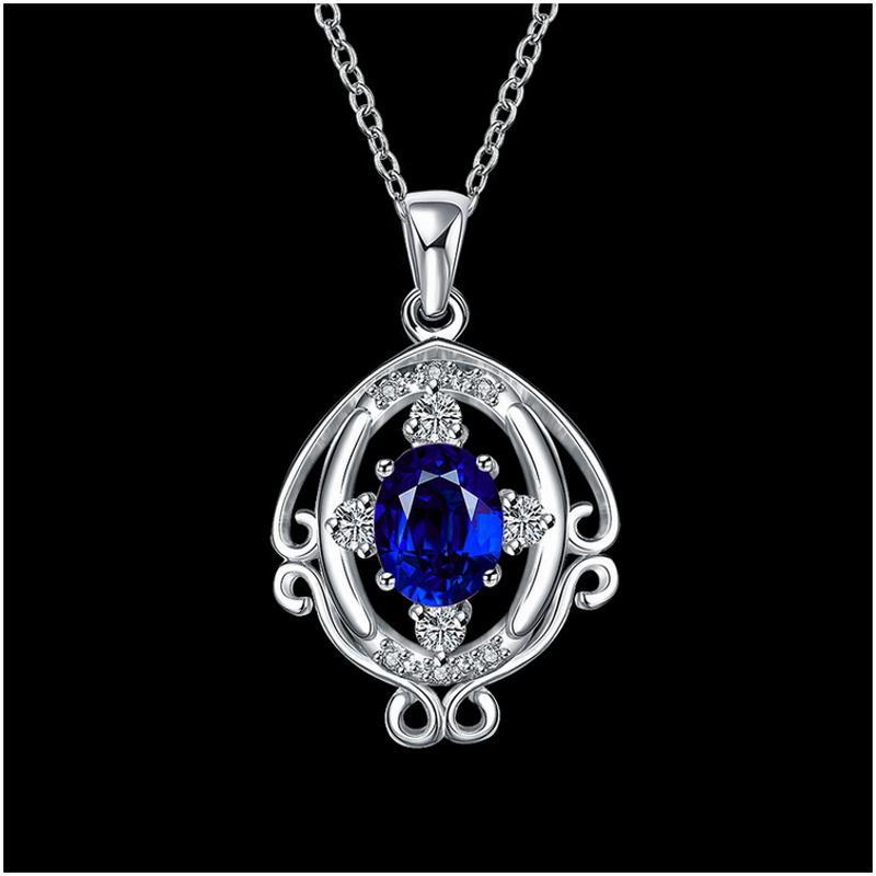 N044Women Silver Necklace 镀纯银镶水晶鱼形坠锁骨项链女首饰送女朋友七夕情人节礼物