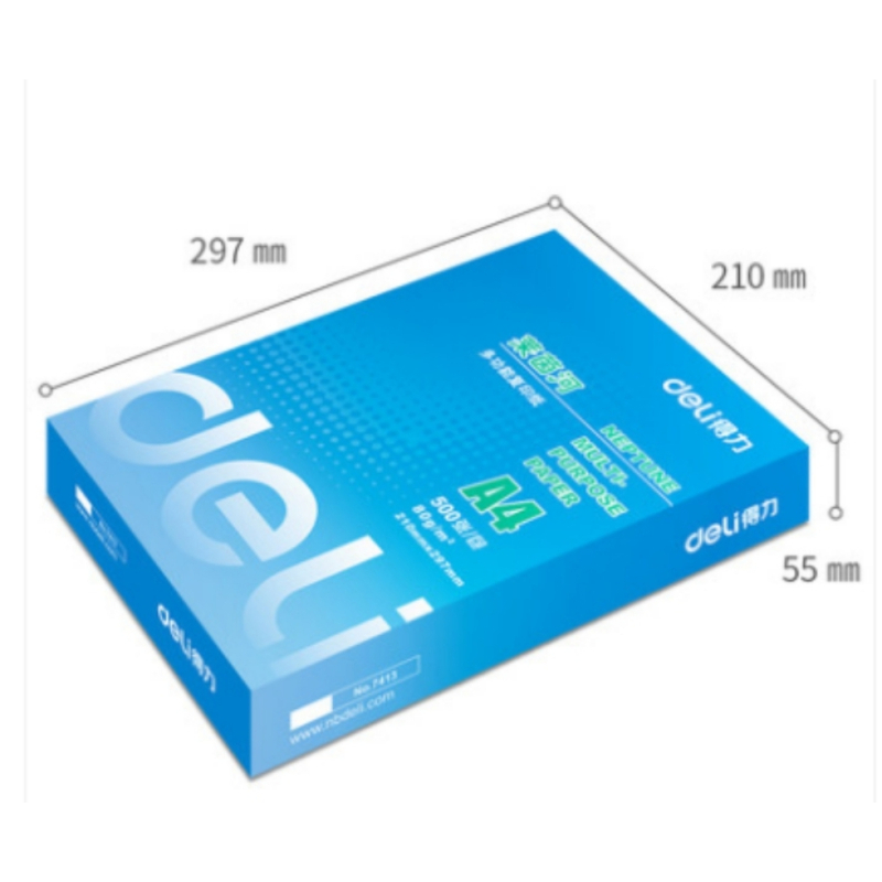 得力7402莱茵河A4复印纸 70G 500张/包 8包/箱