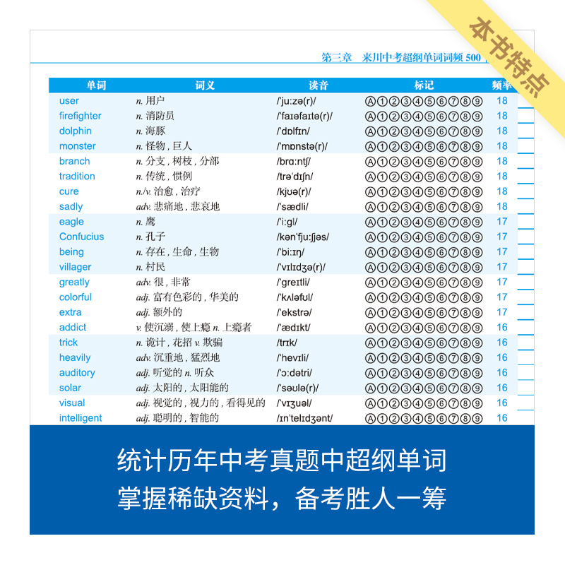 来川初中英语语法分级讲练蓝宝书 初中通用 [正版]来川中考英语单词词频词汇蓝宝书背单词英语单词3500词汇初中初七八九年