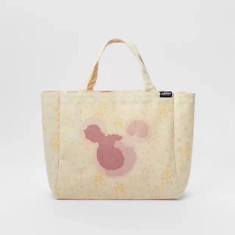 zara女包新款迪士尼米老鼠印花扎染购物包帆布米奇托特妈咪包蓝色