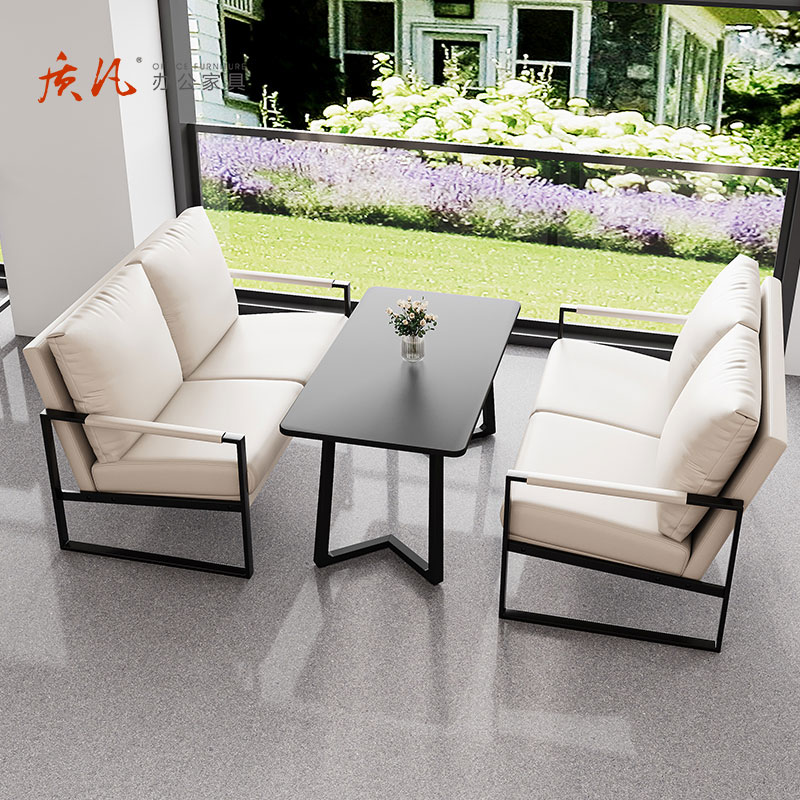 质凡咖啡厅沙发椅桌组合酒店沙发商用休闲椅 双人位*2+小长桌*1[颜色备注]高清大图