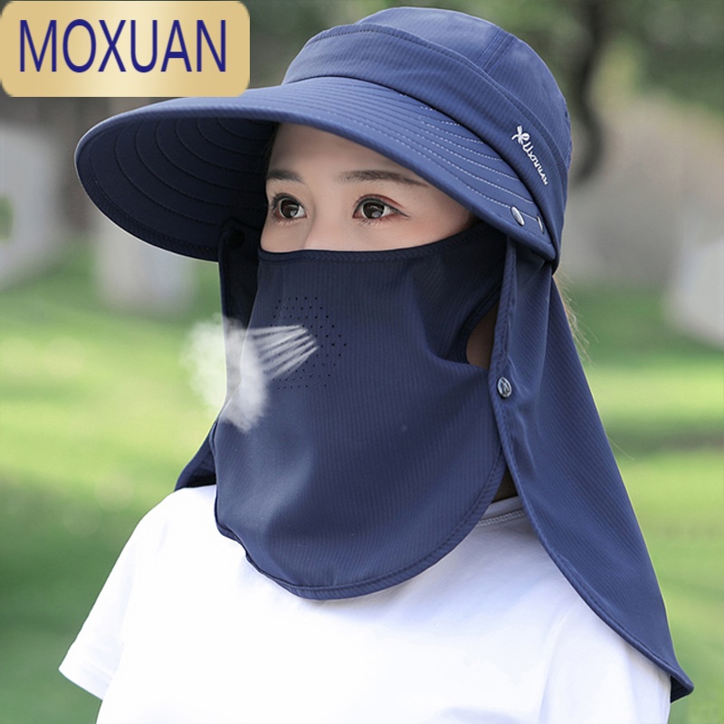 MOXUAN防晒帽子女夏天遮脸护颈太阳帽出游骑行大沿遮阳帽男春秋