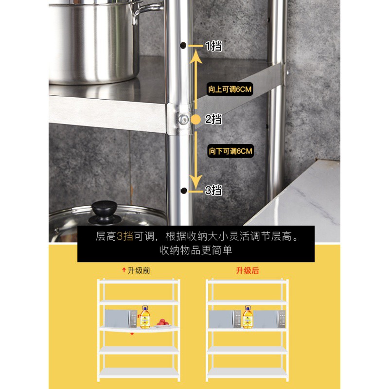 厨房置物架落地式多层多功能不锈钢货架5橱柜收纳储物架锅架子菜4收纳层架 三维工匠高清大图