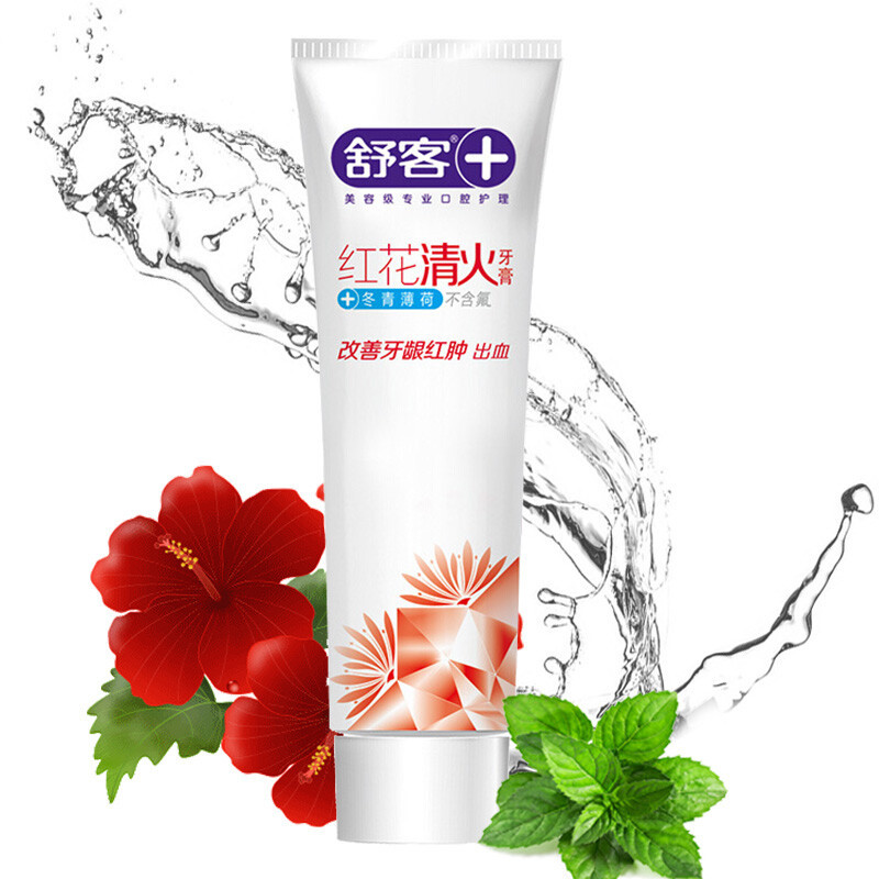 舒客+ 红花清火牙膏120克*4支高清大图
