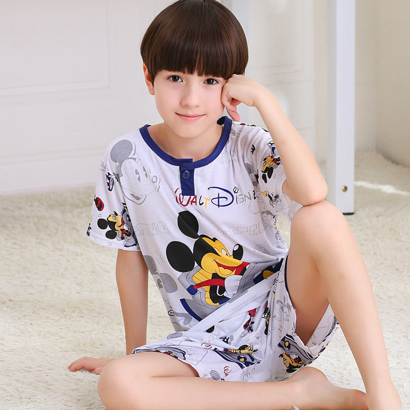 促销儿童睡衣男童夏季小孩大童薄款套装短袖卡通可爱套头夏天男孩夏男