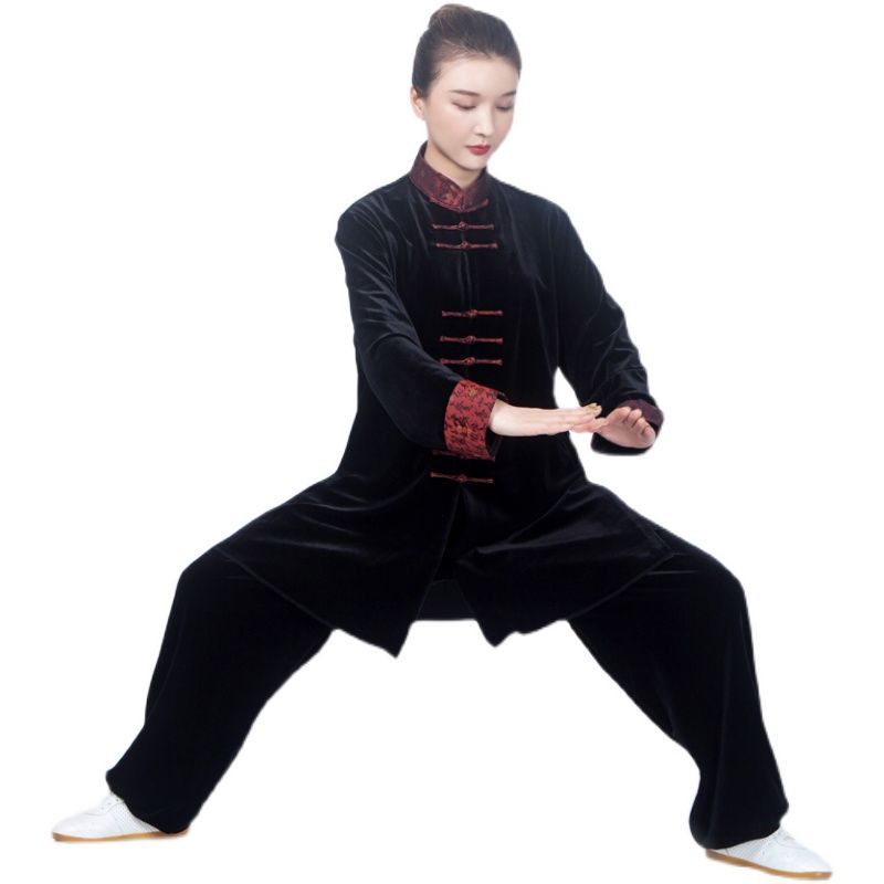 服女装2021新款金丝绒拳练功服装男春秋冬加厚保暖