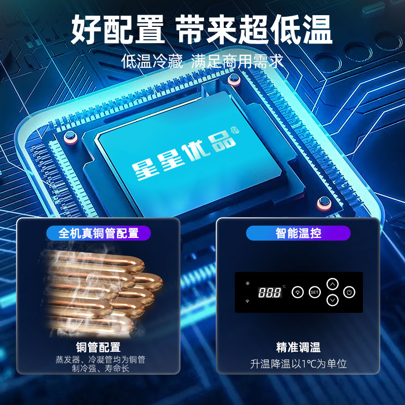 星星六门冷冻风冷冰箱后厨食堂厨房冰箱六门插盘柜冷冻厨房不锈钢冰柜智能控温全铜管BD-1460FAC高清大图