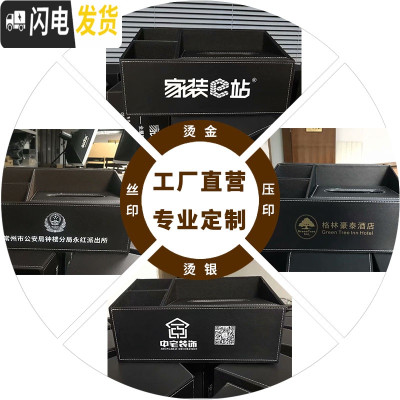 三维工匠创意皮革多功能纸巾盒 欧式客厅办公桌面茶几遥控器收纳盒抽纸盒高清大图