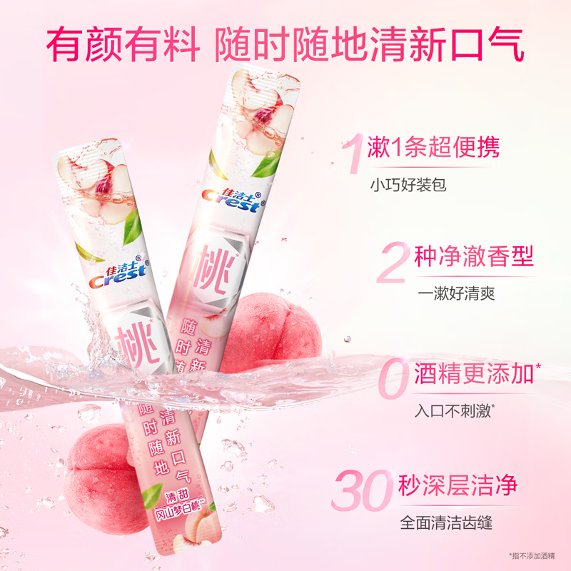 佳洁士清新锁白白桃漱口水12ml*30条便携随身时刻清新高清大图