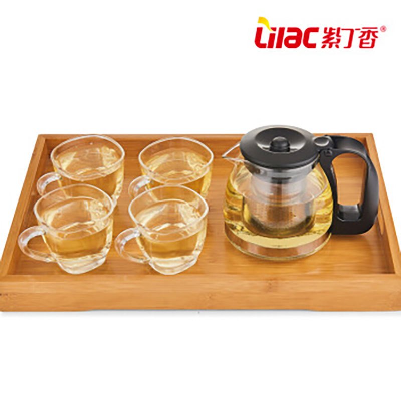 WQSC紫丁香茶具套装耐热玻璃茶壶花茶壶泡茶壶诗彩五件套 1.25L+清心杯*4(S95+配4个BB291/WG85)