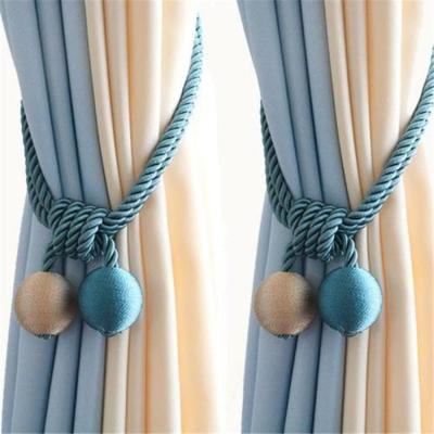 浅蓝 2串 窗帘绑带一对简约现代欧式客厅卧室百搭绑绳系带挂球非磁铁窗帘扣