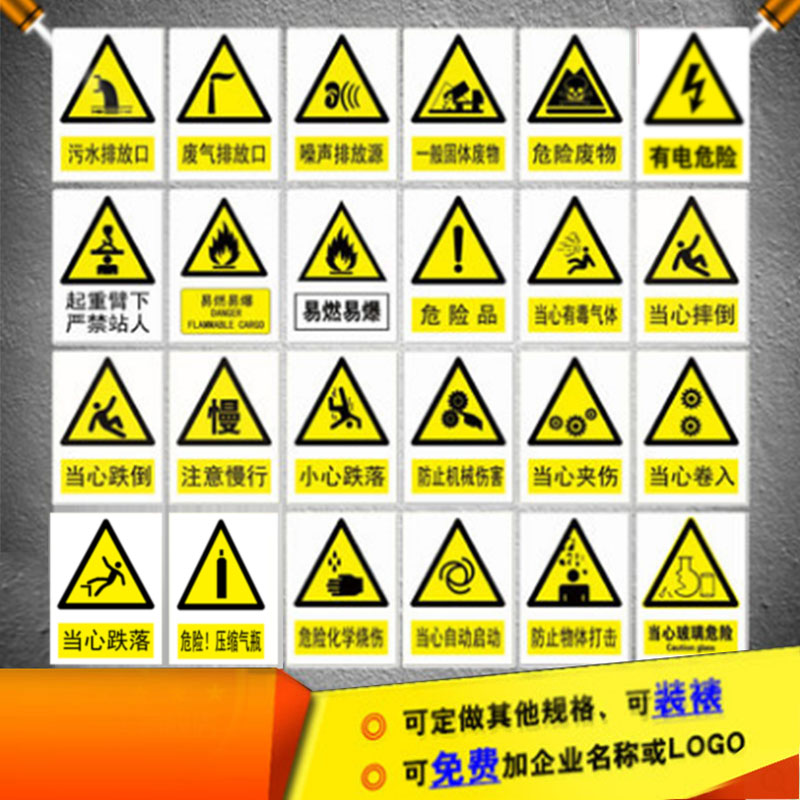 丛林狐 安全标识牌标示贴小心当心防止物体打击贴纸TBP 裱3mm雪弗板 30*40CM 10张起 TBP104 易燃易爆高清大图