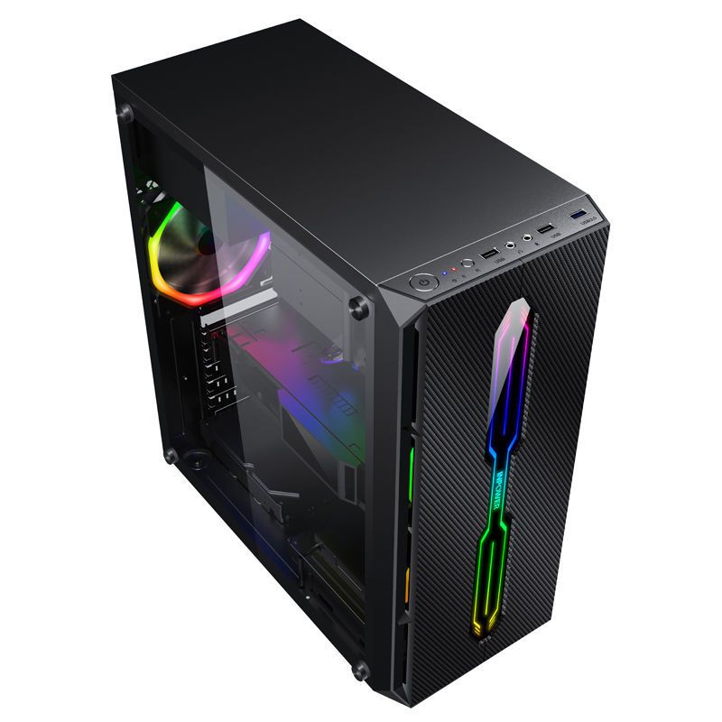 黑金9白色(1个风扇)|机箱电脑台式机atx大板背部走线rgb灯光usb3.0上置电源电脑主机箱V2