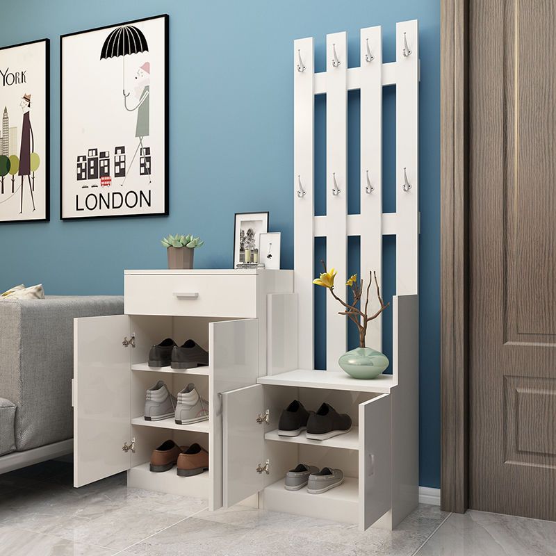 实木质衣帽架鞋柜挂衣架组合进门口一体落地式卧室玄关家用门厅柜