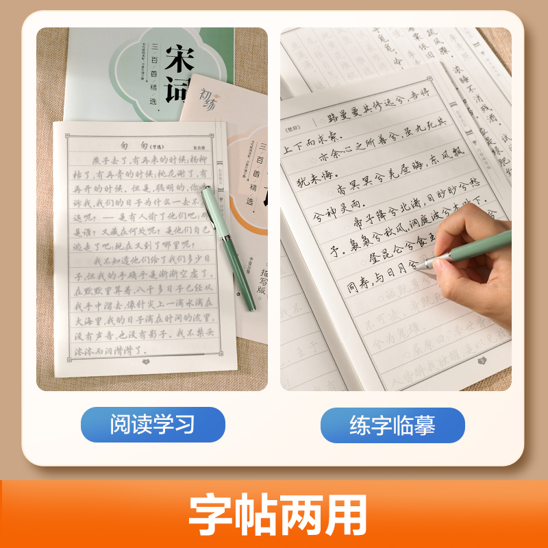 [基础教程]3本楷书控笔 [正版]字帖成人练字行楷字帖行书字帖唐诗宋词三百首男学生硬笔书法卢中南描红钢笔字帖名家散文名著高清大图