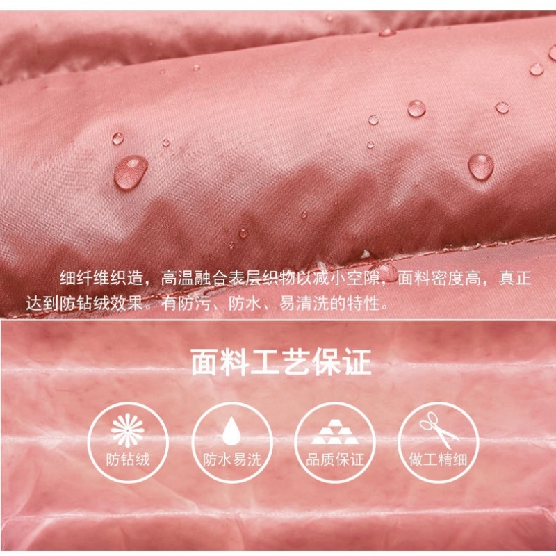 女式新款90绒纯色女装圆领V领简约长袖羽绒服外套高清大图