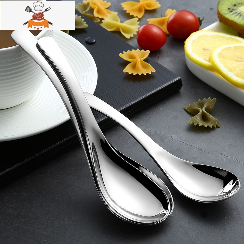 敬平中餐勺子家用不锈钢长柄小勺子汤勺调羹汤匙可爱儿童吃饭网红勺子