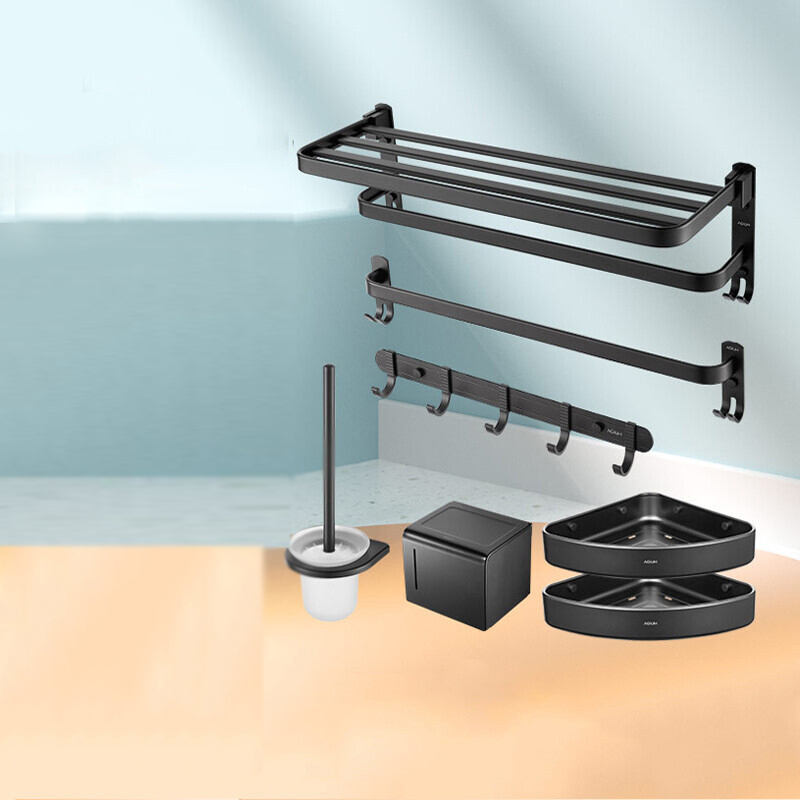 惠达huida卫浴卫生间五金挂件浴巾架毛巾杆厕纸盒双层三角篮马桶刷衣