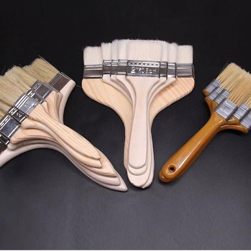 木柄毛刷工业用油漆刷除尘清洁毛刷文玩仿猪鬃毛羊毛刷大小毛刷子-薄木柄刷2寸【5支装】