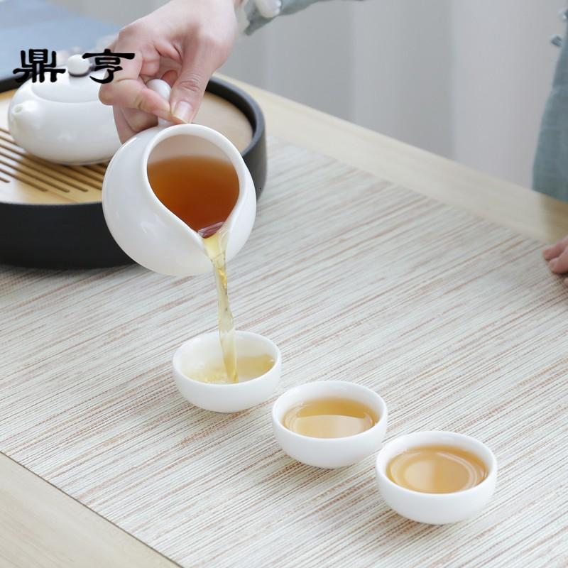 鼎亨功夫茶具套装家用简约盖碗茶壶办公喝茶德化白瓷陶瓷茶具茶杯
