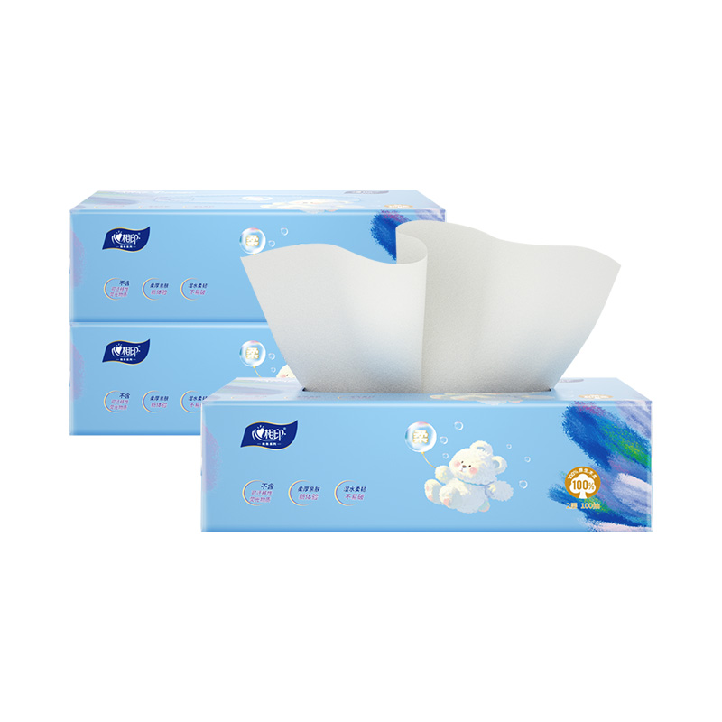 心相印D100小熊盒抽x100抽3盒/提,原生木浆,湿水柔韧不易破高清大图