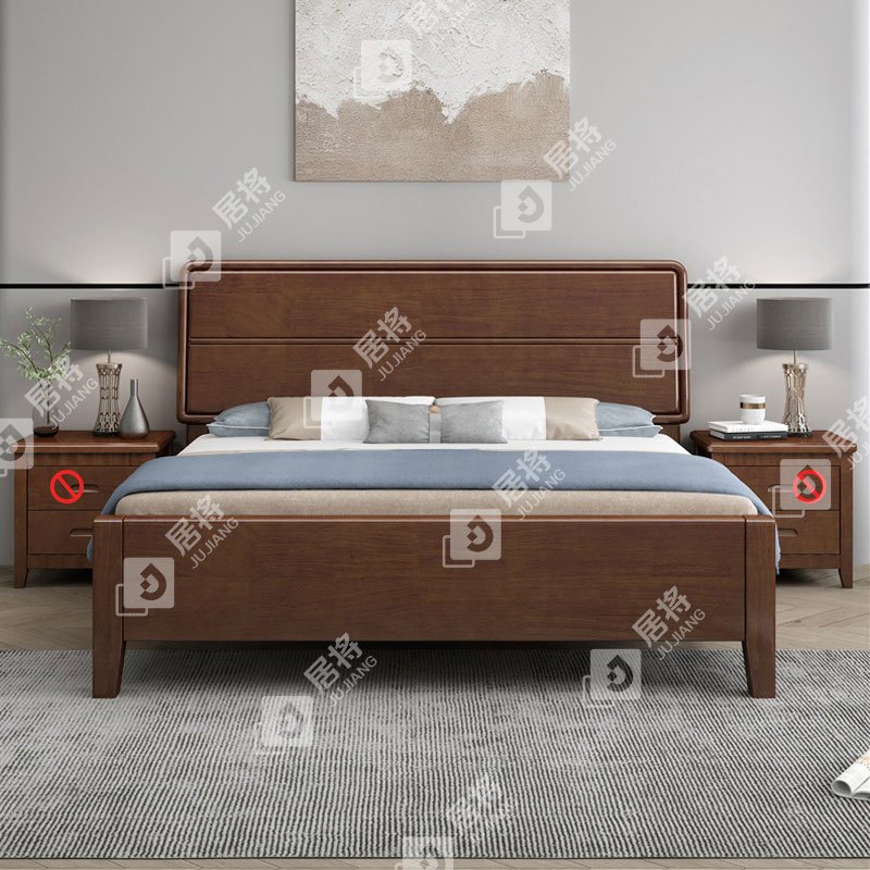 居将 JJ4022901 实木床简约1.2米单人床 胡桃色