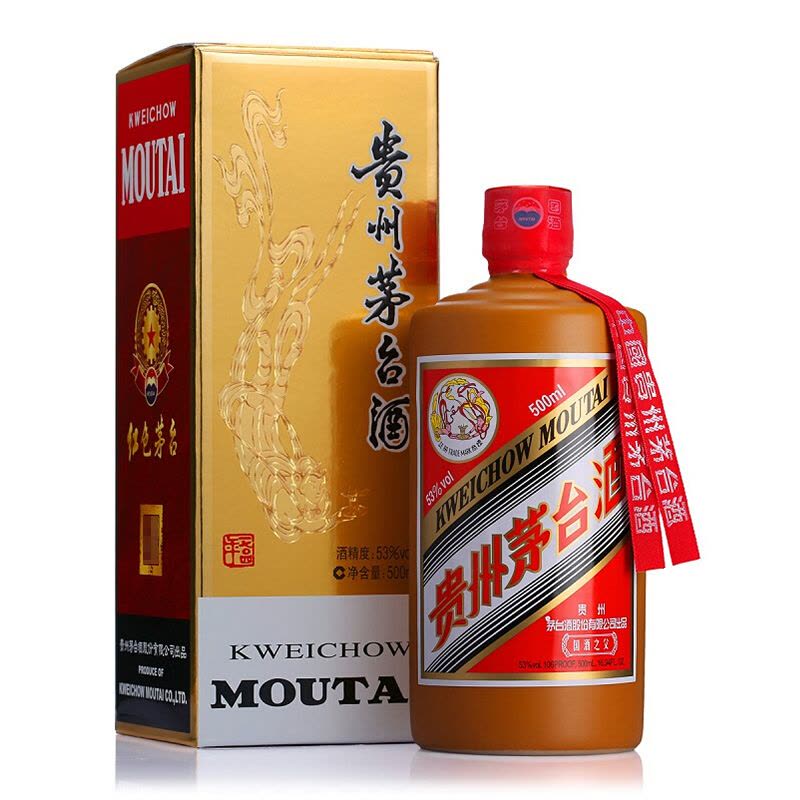 酒别重逢]贵州茅台酒红色国酒之父53度500ml*6瓶酱香型白酒【价格