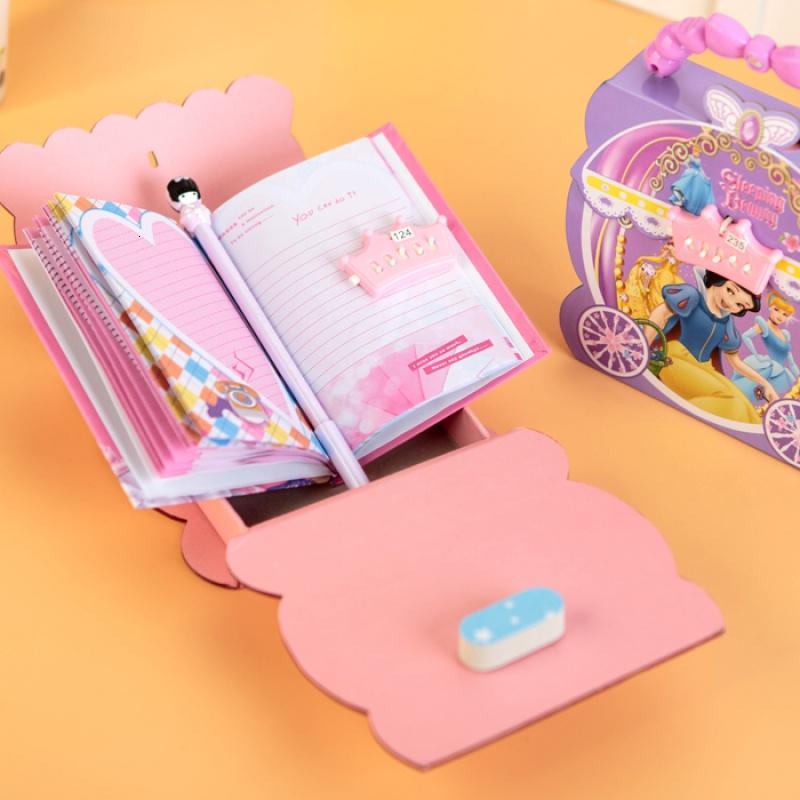 小学生女孩密码笔记本子公主儿童日记带锁的可爱多功能女生卡通有