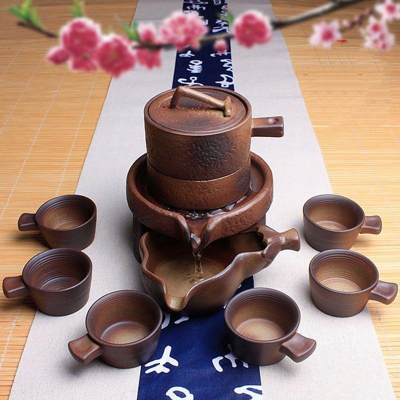 茶具陶瓷懒人石磨全半自动紫砂茶壶套装功夫创意泡茶器家用生活日用家庭清洁生活日用家居器皿水具水杯套装