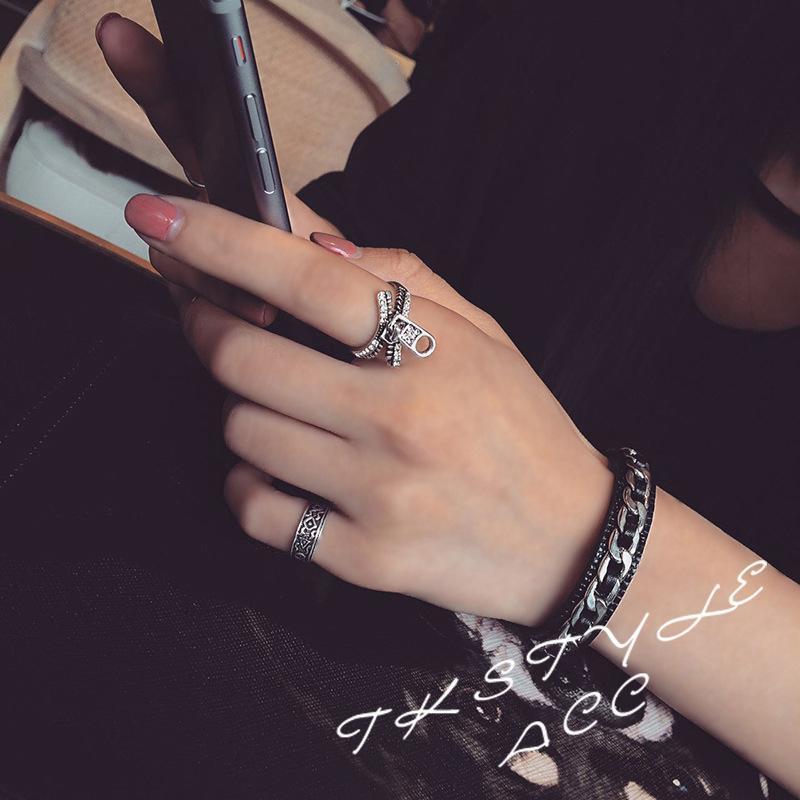 戒指饰品韩国韩版个性时尚立体拉链造型戒指指环YWHB7546送女朋友七夕情人节礼物