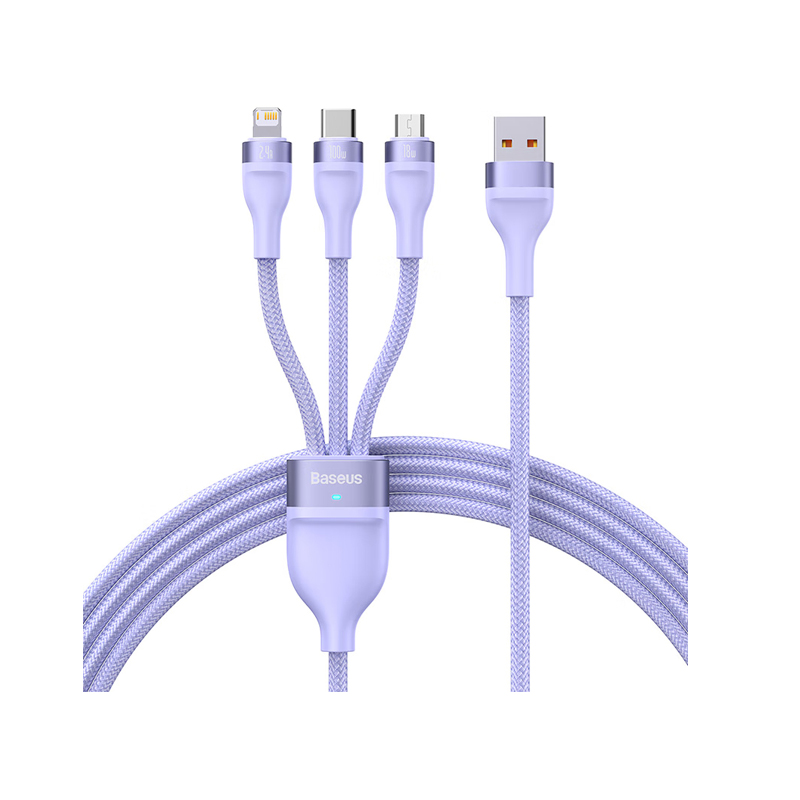 倍思 三合一100W/66W数据线6A快充充电器线 苹果Type-c安卓手机iPhone15/14/13Pro小米华为一