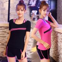 瑜伽服套装女夏跑步健身房运动套装显瘦瑜珈服紧身三件套短袖