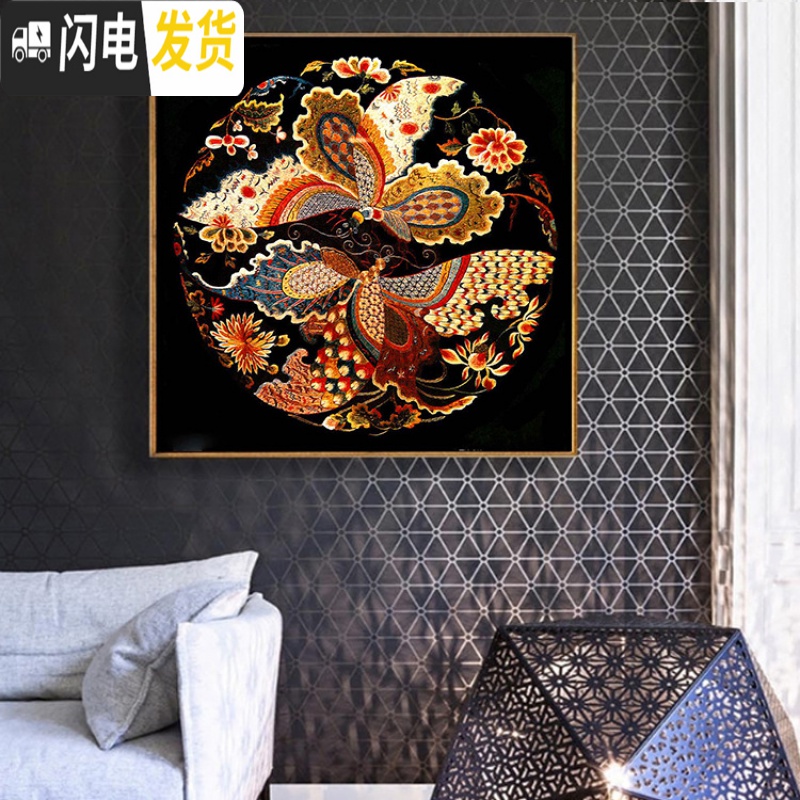 三维工匠DMC十字绣客厅新款中国风 凤求凰 小幅装饰画印花吉祥画 ZGF2089凤求凰11CT中格3股绣白布满绣印花款高清大图