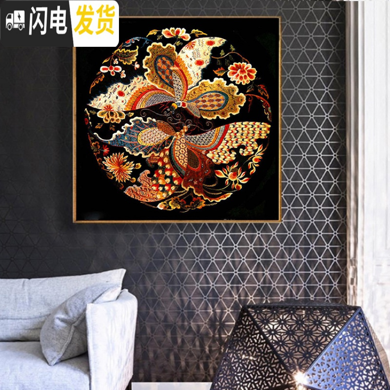 三维工匠DMC十字绣客厅新款中国风 凤求凰 小幅装饰画印花吉祥画 ZGF2089凤求凰11CT中格3股绣白布满绣印花款