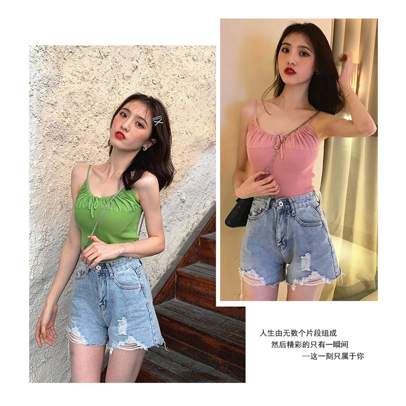 送抹胸】2019年夏季新款百搭通勤针织小吊带女内搭网红打底背心无袖吊带修身性感打底衫上衣青春流行时尚清凉透气吊带纯色