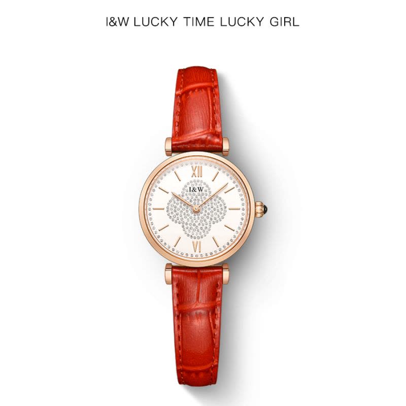 瑞士爱沃驰I&W CARNIVAL手表石英表 女款镶钻奢华幸运草女表纤薄女士腕表防水时尚红绿蓝色表带个性选择567L图片