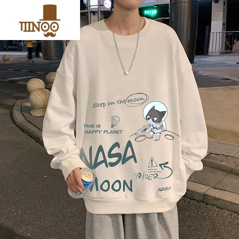 YANXUhiphop炸街t恤长袖衣服男打底衫圆领卫衣款内搭衫打衣恤 4XL S6187白色