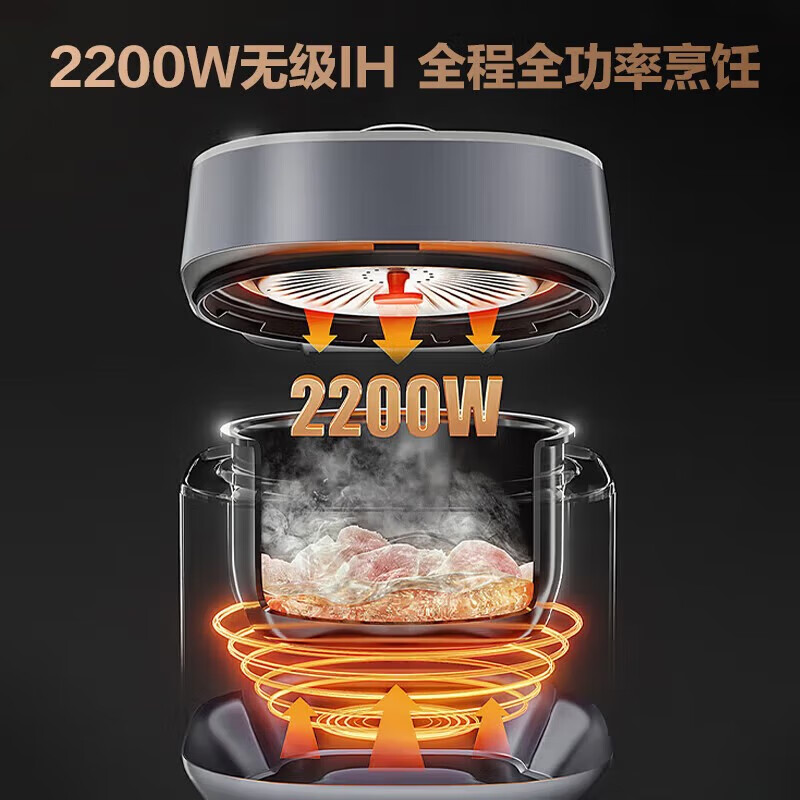 美的(Midea)0涂层电压力锅家用5L大容量多功能烹饪智能预约煮饭煲汤开盖火锅高压锅 MY-S5178K 5L高清大图
