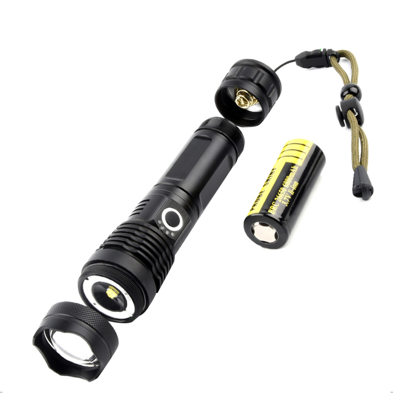 三极户外(Tri-Polar) TP3387 伸缩变焦P50灯珠强光电筒 黑色高清大图