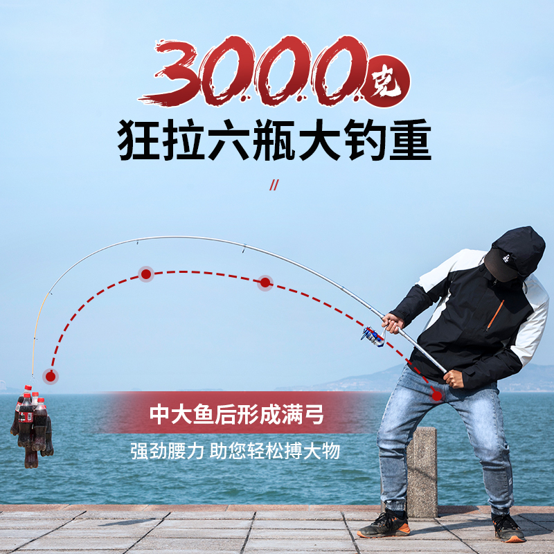 光威斗力投杆超硬调钓鱼竿碳素锚竿超轻路亚巨物锚鱼远投竿海竿