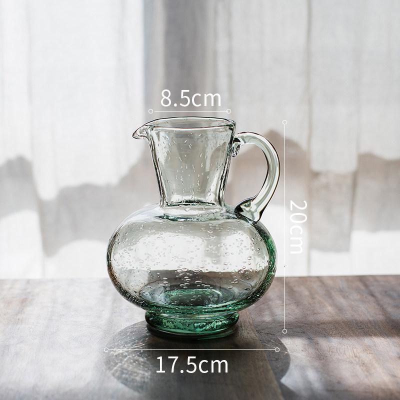 美帮汇绿气泡玻璃花瓶手工艺术透明装饰干花摆件客厅餐桌插花 把手玻璃花瓶(小号)高清大图