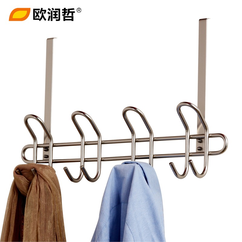 欧润哲(ORANGE) 加粗简约门后衣帽挂钩实心双排钩门背免钉包包衣服无痕挂勾挂衣架107208高清大图