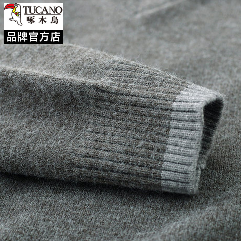 啄木鸟复古翻领毛衣男秋冬季宽松慵懒风针织衫高级感宽松休闲上衣高清大图