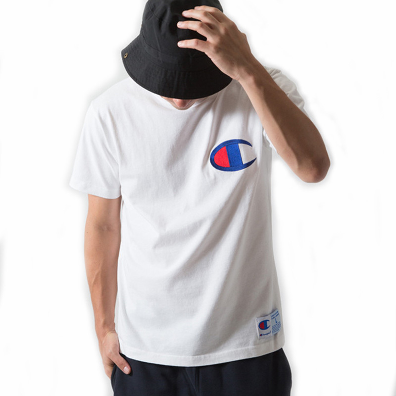 champion冠军短袖t恤刺绣大c夏季宽松纯棉情侣款男女通用半袖体恤视频
