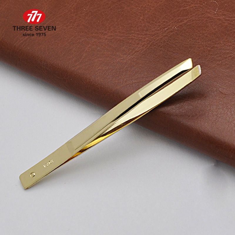 韩国777眉毛夹镊子眉毛剪修眉工具拔毛钳男士拔胡须夹子眉夹镊子银色