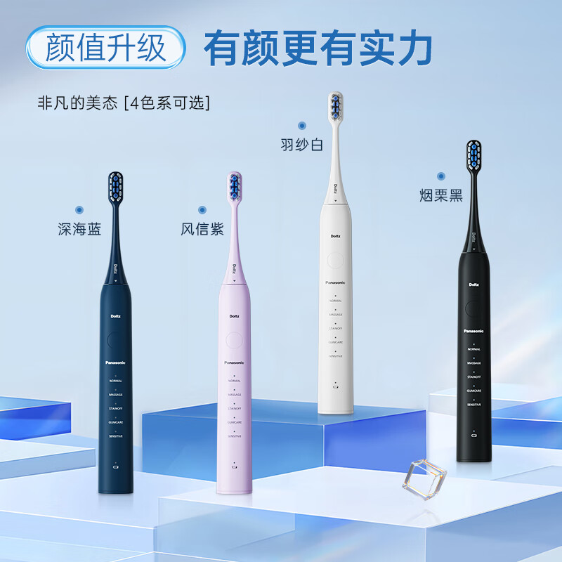 松下(Panasonic) 电动牙刷小彩刷软毛成人磁悬浮声波震动清洁DC02白色高清大图